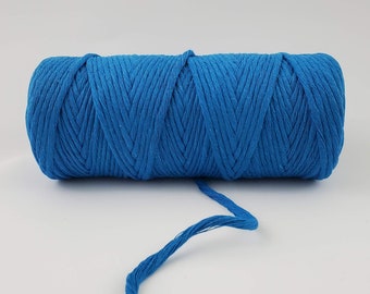 Blue Macrame String, 3mm Single Strand 327 feet macrame cord, 100% cotton macrame rope, 109 yards