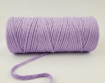 Purple Macrame String, 3mm Single Strand 327 feet macrame cord, 100% cotton macrame rope, 109 yard