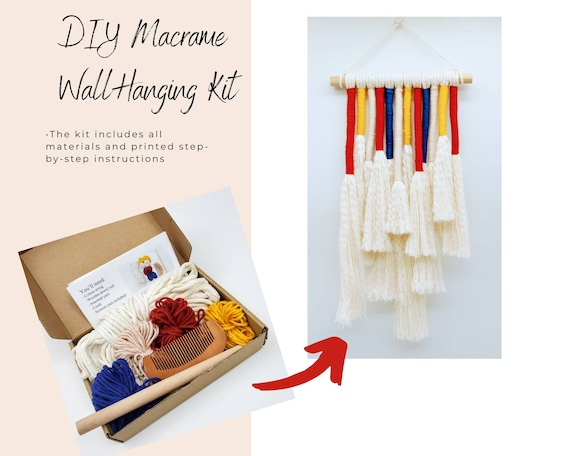  DIY Macrame Kit for Adults Beginners Craft for Making 3 Macrame  Plant Hangers Macrame Wall Decor Macrame Supplies Wooden Beads Wooden Rings  Metal Rings Macrame Kits for Starter : Arts, Crafts
