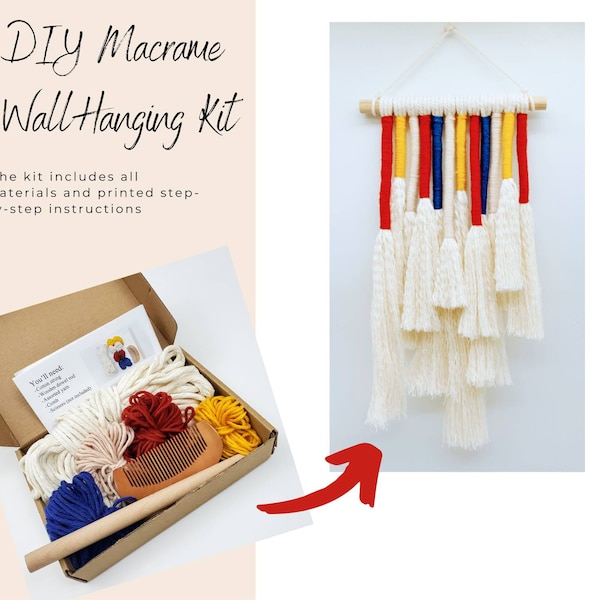 DIY Macrame Kit For Beginners, Easy DIY Wall Decor, Hand Made Wall Decor, Craft Kit For Adults and Teens