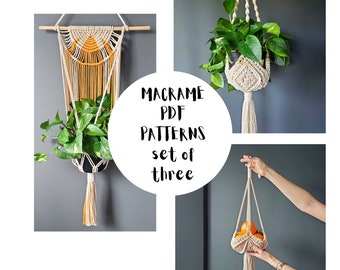 Macrame Plant Hangers - PDF Patterns - Set of 3 bestselling digital tutorials