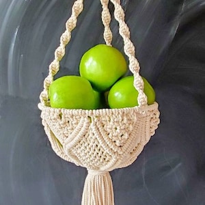 Macrame Fruit Basket Pattern Macrame Hanging Planter PDF Tutorial with pictures, step-by-step guide and knot guide for beginners image 2