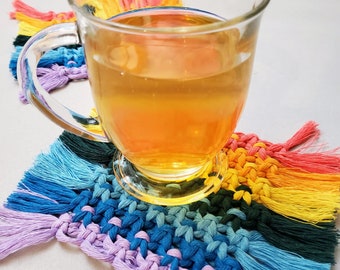 PDF Pattern - Macrame coaster, place mat, mug rug - Macrame tutorial with pictures