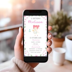 Invito digitale per Battesimo, nascita, baby shower, 1ANNO, 2 anni, invito whatsapp fatina