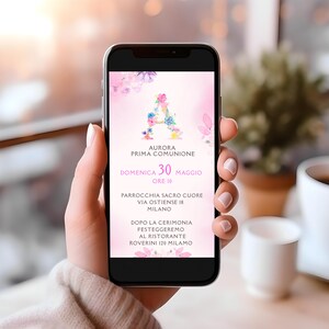 Invito digitale prima Comunione, cresima, bambina, bambino