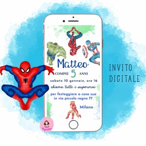Invito diglitale SPIDER-MAN, uomo ragno, compleanno bambino, ragazzo, comunione, cresima Digital Invitation Birthday Party