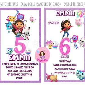Invito digitale Gabby la casa delle bambole, invito whatsapp, compleanno download digitale  personalizzato - festa  bambini, gatti