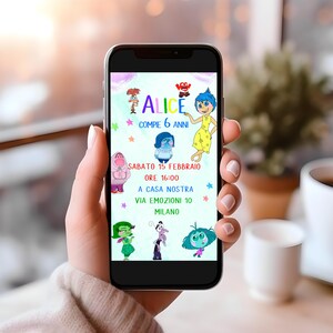 Invito digitale INSIDE OUT 2, invito whatsapp, emozioni, compleanno