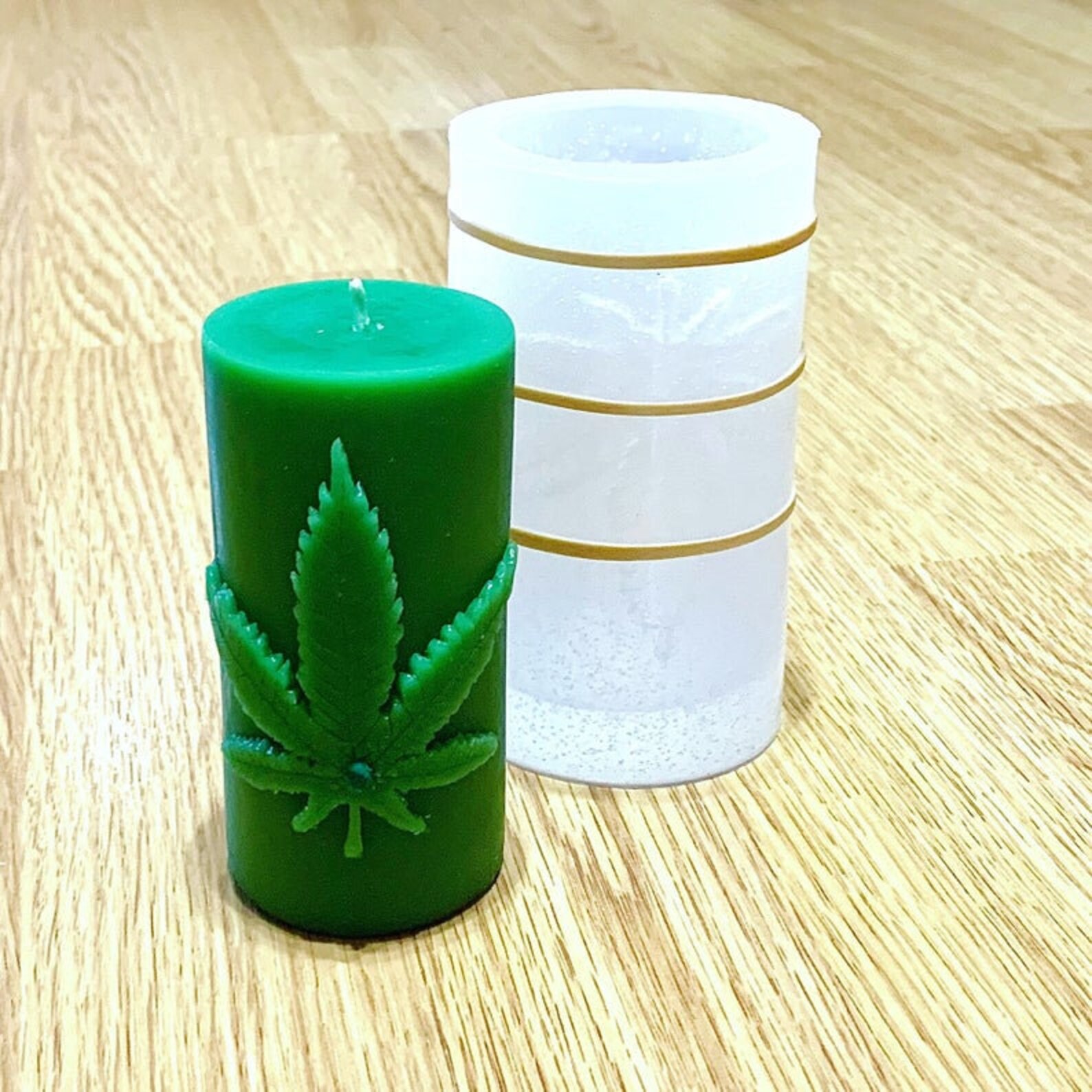 Silicone Mold with marijuana leaf pillar candle pot leaf Etsy