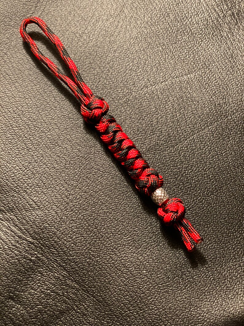 550 Paracord Knife Lanyardred and Black Cord Snake Knot With Etsy