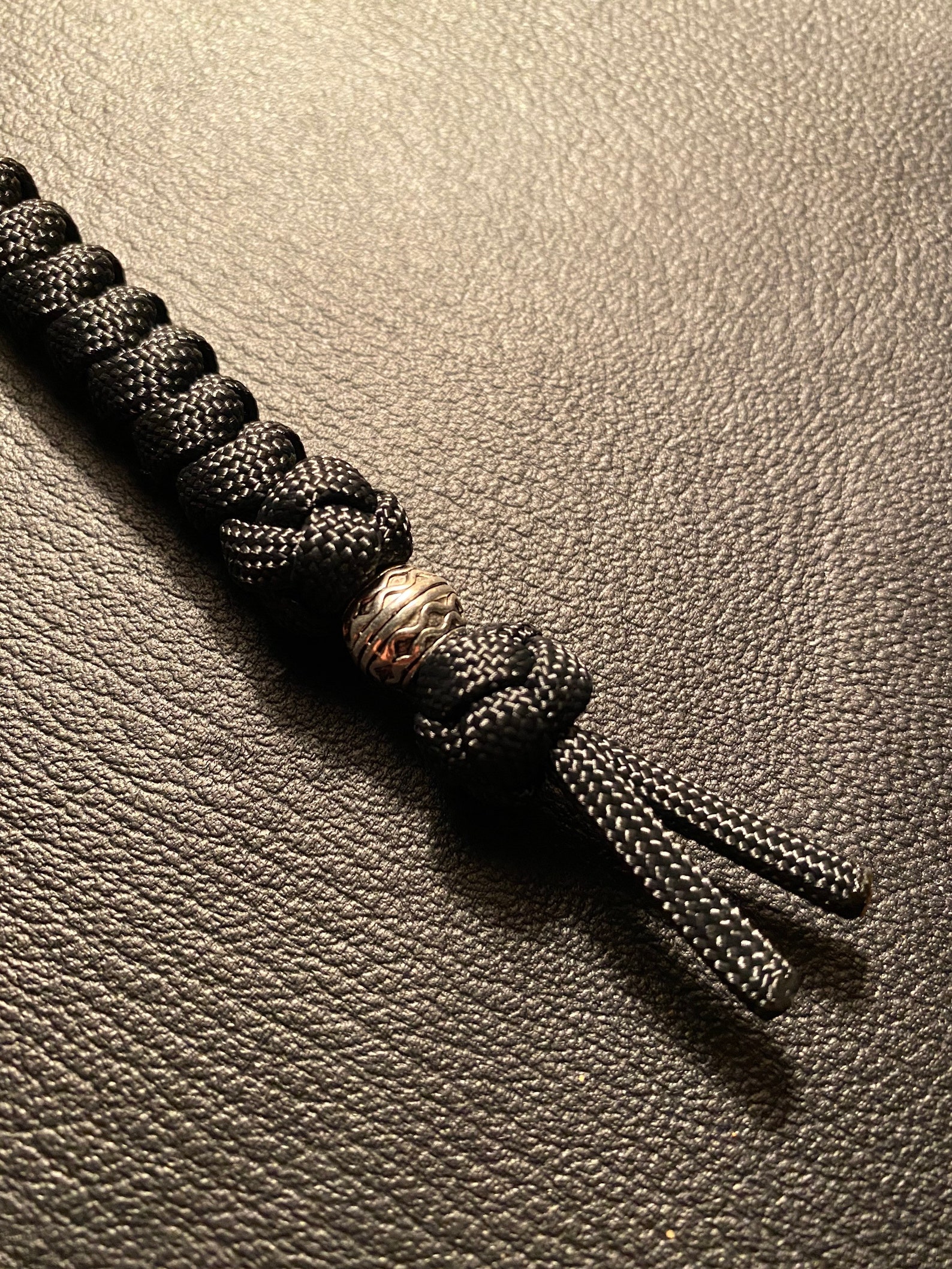 550 Paracord Knife Lanyardblack Cord Snake Knot With Metal Etsy