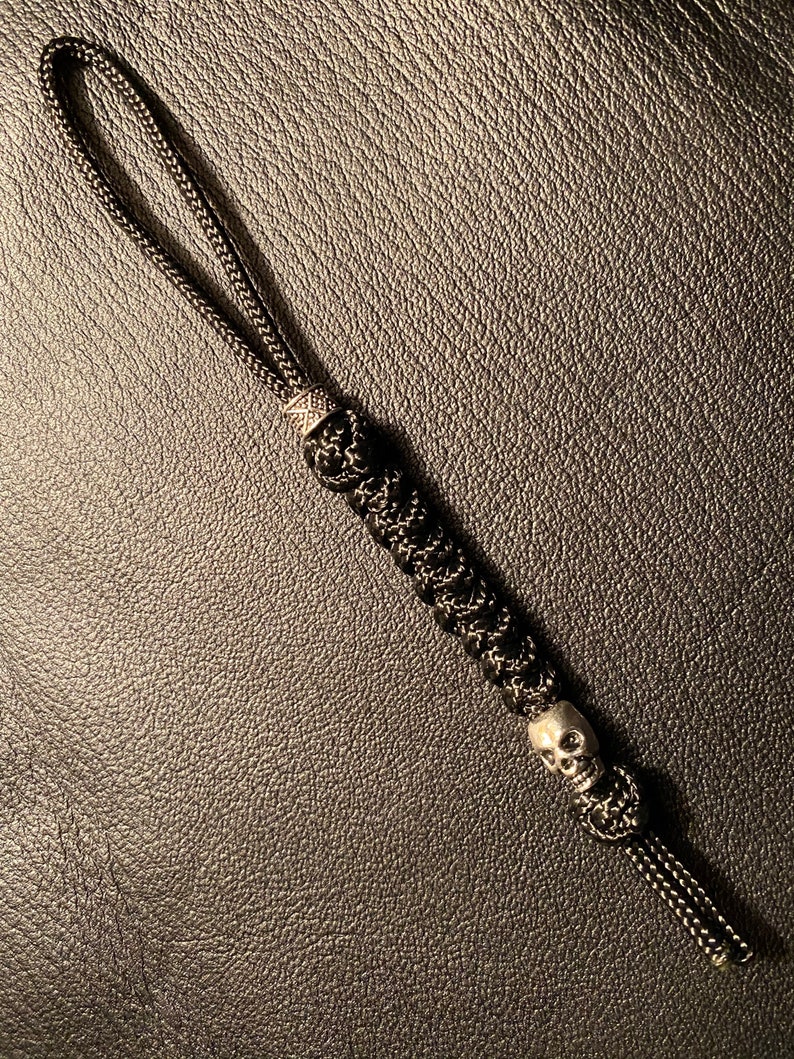 325 Paracord Knife LanyardBlack Cord Snake Knot With Metal Etsy