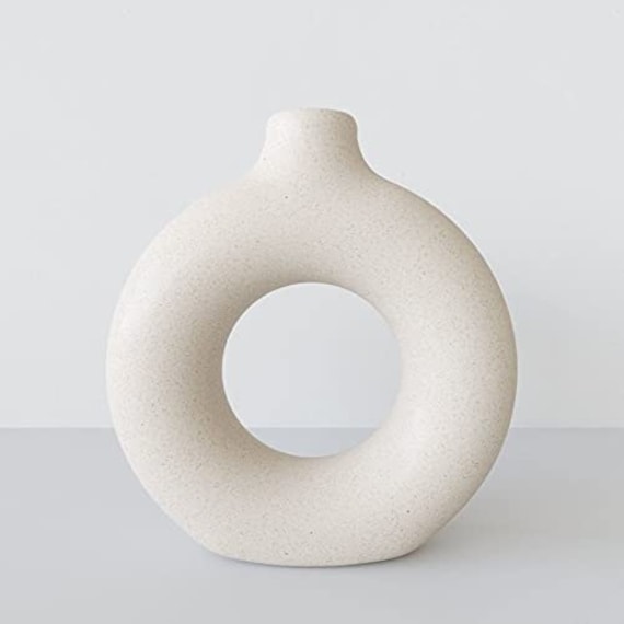 Circular Hollow Ceramic vase Circle earthstone vase Minimal Etsy