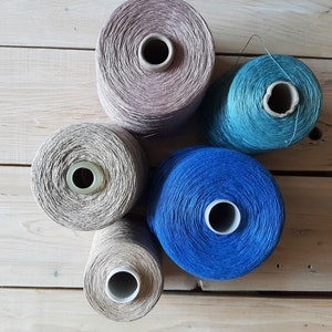 Linen 100 % yarn on cone, natural linen, leinen, weaving yarn, Price for 50 g. cone, choose your color