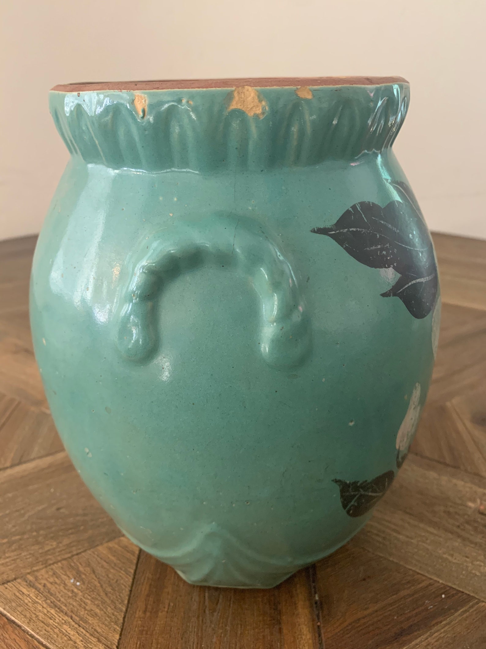 Beautiful Vintage Celadon Green Floral Vase Etsy