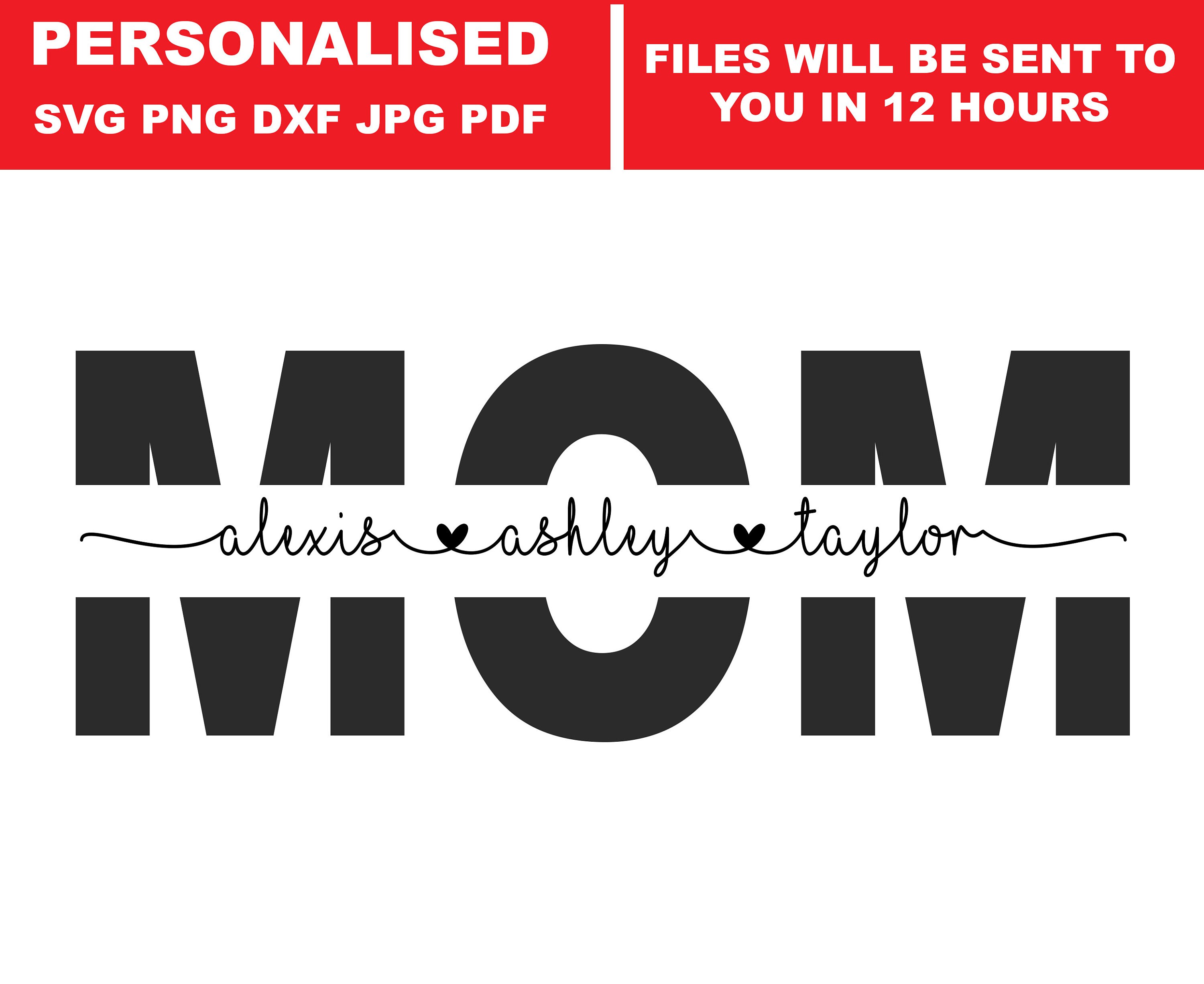 Mom svg Mom Monogram svg Mom With Names Svg Mom With Kids Etsy