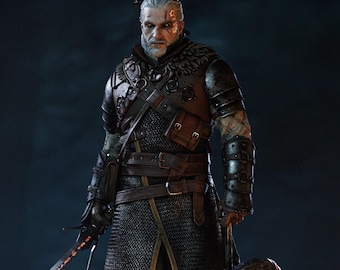 Geralt of Rivia, The Witcher Resin Figure Statue Collectible, Video Game Character Fan Art, Gaming Room Decor Gift for The Witcher Fans 40cm