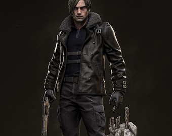 Leon S. Kennedy Resin Figure Statue Collectible, Video Game Character Fan Art, Gaming Room Decor Gift for Resident Evil Requiem Fans 32cm