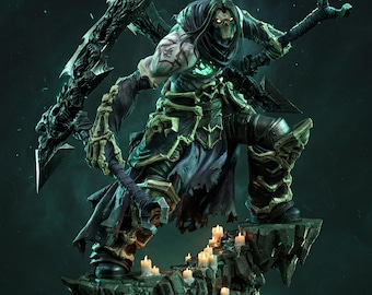 Death Resin Figure Statue Collectible, Video Game Character Fan Art, Gaming Room Decor Gift for Darksiders 40cm