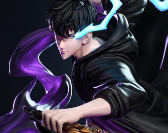Sung Jin Woo, Solo Leveling Resin Figure Statue Collectible, Anime Character Fan Art, Gaming Room Decor Gift for Solo Leveling Fans 1/6