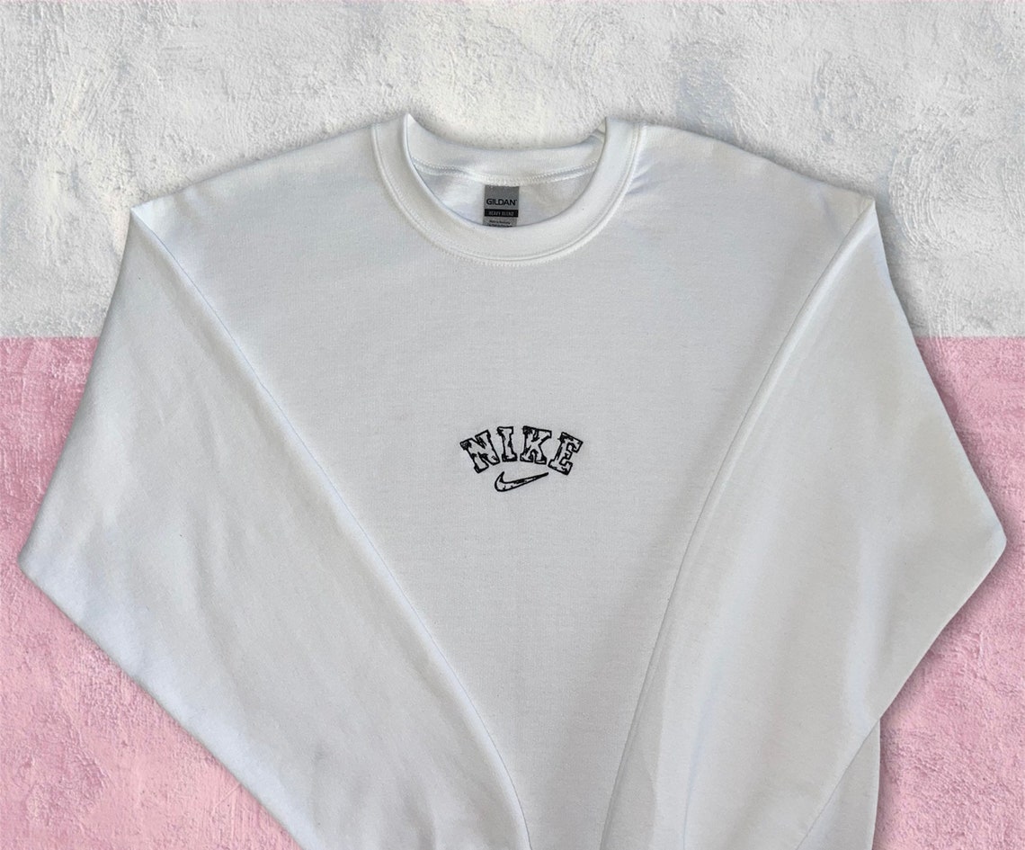 Nike Cow Print Embroidered Sweatshirt Pullover Sweatshirt | Etsy