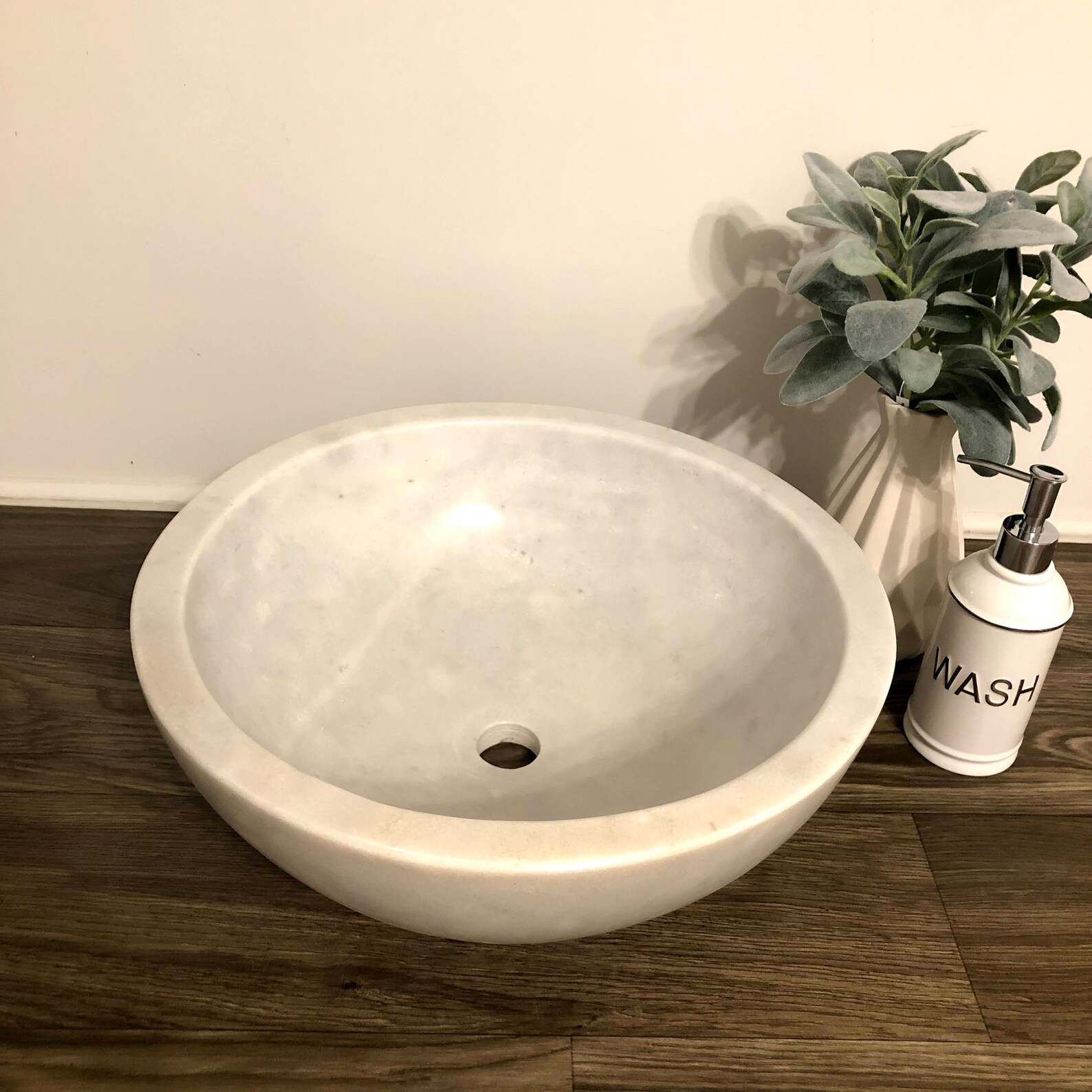 Round Marble Polished Vessel Sink Etsy
