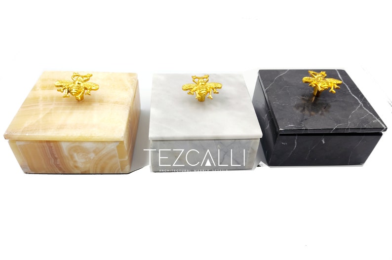 storage Beautiful jewelry box marble box bee shape knob marble box bathroom vanity box, marble jewelry box