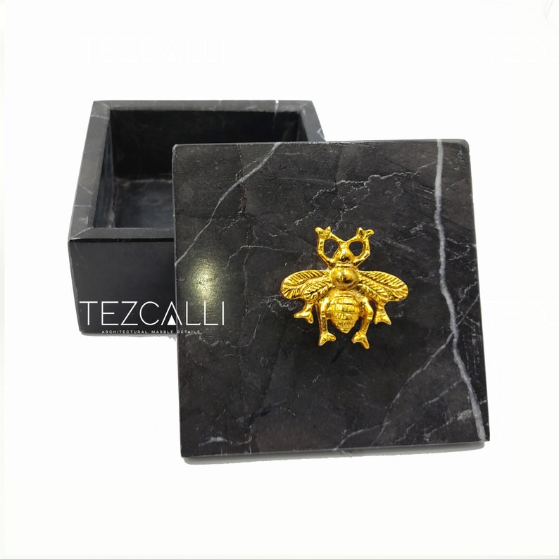 storage Beautiful jewelry box marble box bee shape knob marble box bathroom vanity box, marble jewelry box