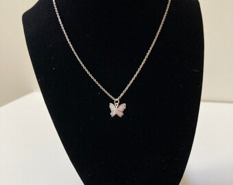 Fly Away Butterfly Necklace in Silver