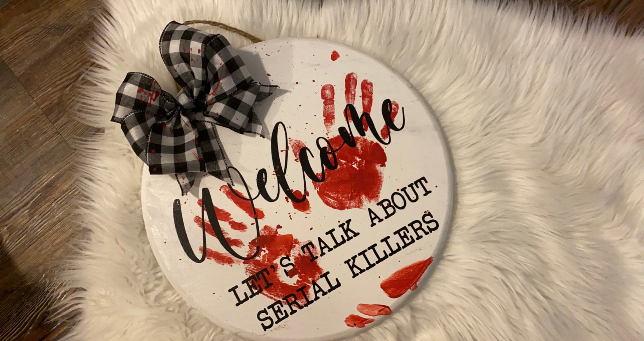 lets talk about serial killers door sign Etsy