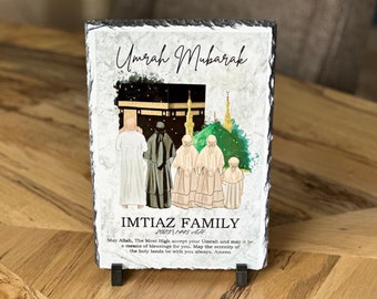 Personalized Hajj Mubarak family plaque / Umrah Mubarak / Makkah Kaaba / Islamic gifts / Umrah Keepsake / Gifts for Hajji / Hajj mabroor