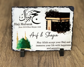 Personalized Hajj Mubarak plaque / Umrah Mubarak / Makkah Kaaba / Islamic gifts / Umrah Keepsake / Gifts for Hajji / Hajj mabroor