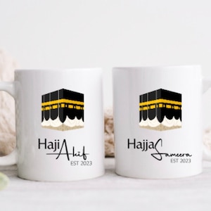 Hajj Mubarak Mug / Personalised Umrah Mug / Hajj Mubarak Gifts / Hajji and Hajja mug gift set / Custom Umrah Gift / Islamic gift