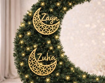 Crescent name ornament / Ramadan tree decor / Ramadan ornaments / Eid Personalized Ornament / Eid Mubarak gift tags / Ramadan Personalized