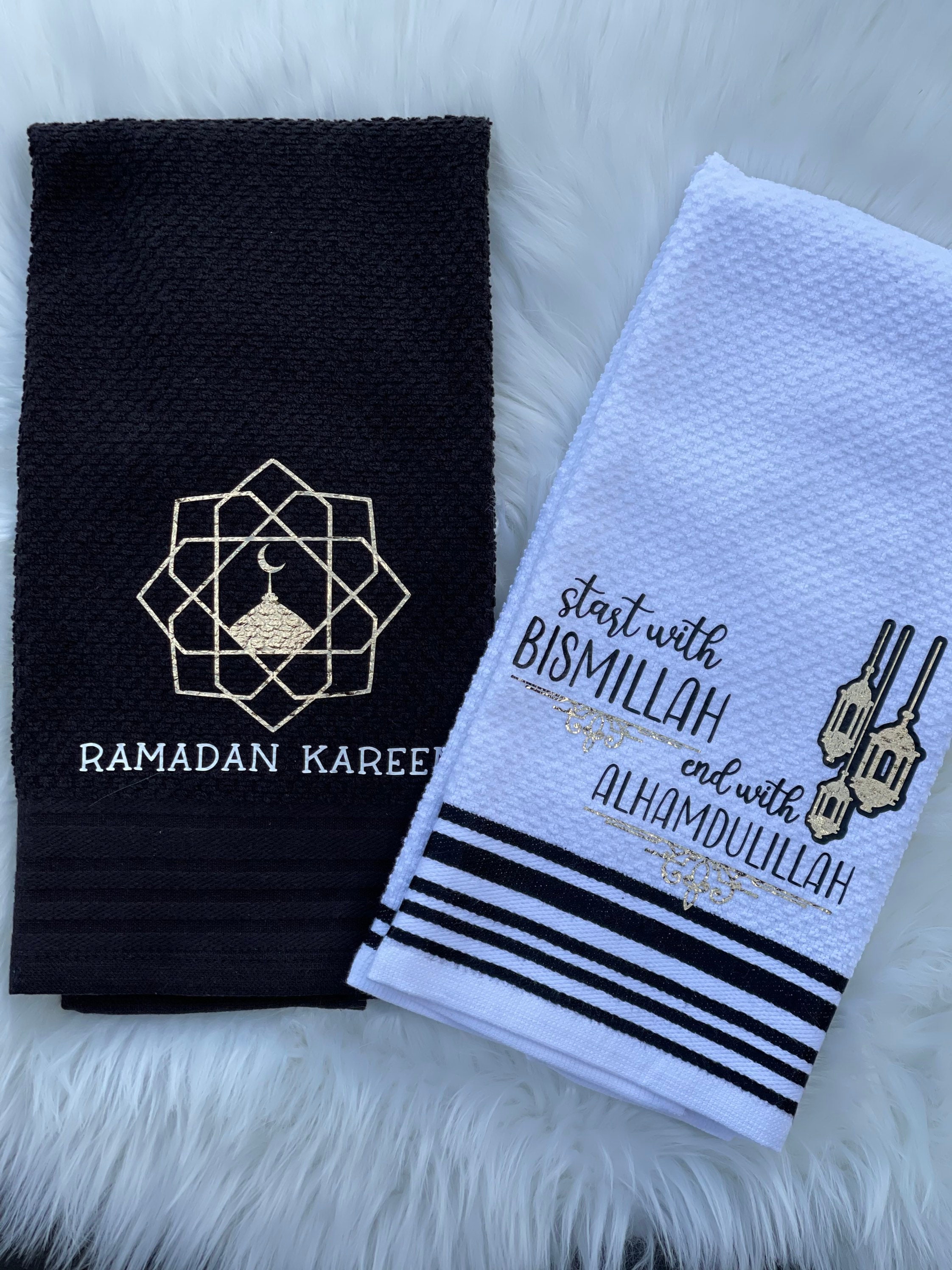 Ramadan Moubark hand Towels Set of Two Gold