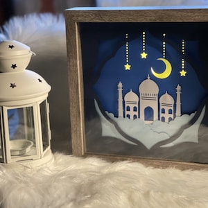 islamic mosque lighted shadow box ramadan / eid decor