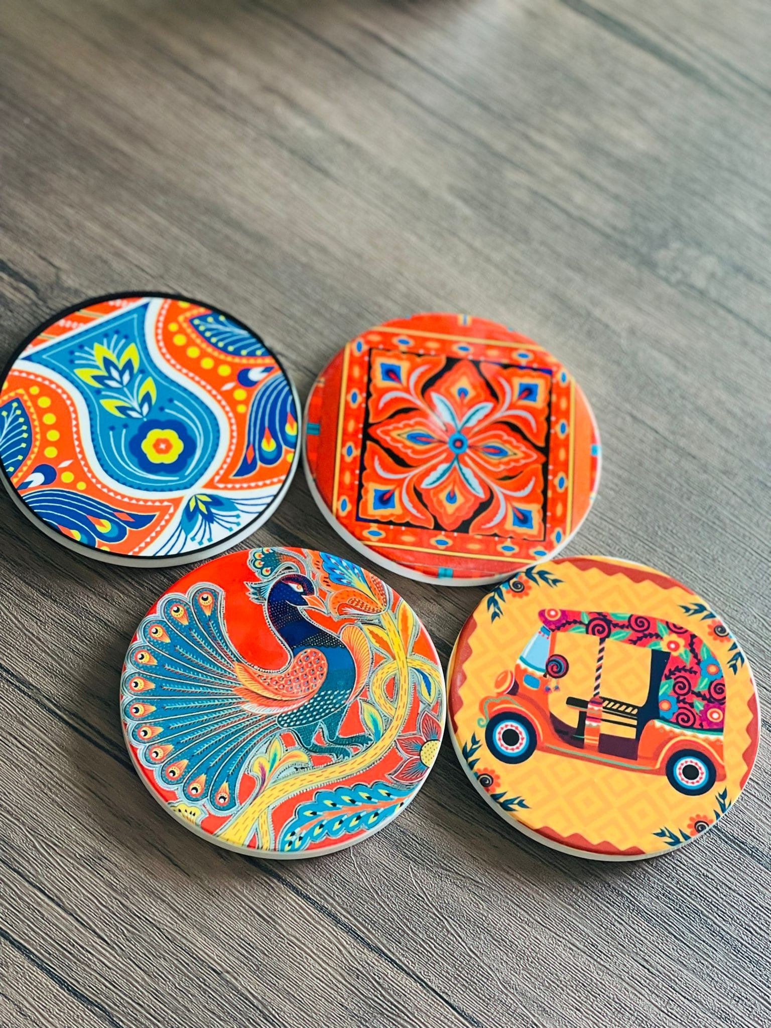 Ethnic Bright Colored Custom Ceramic Coasters Etsy UK