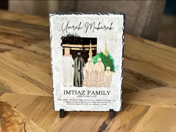Personalized Hajj Mubarak family plaque / Umrah Mubarak / Makkah Kaaba / Islamic gifts / Umrah Keepsake / Gifts for Hajji / Hajj mabroor