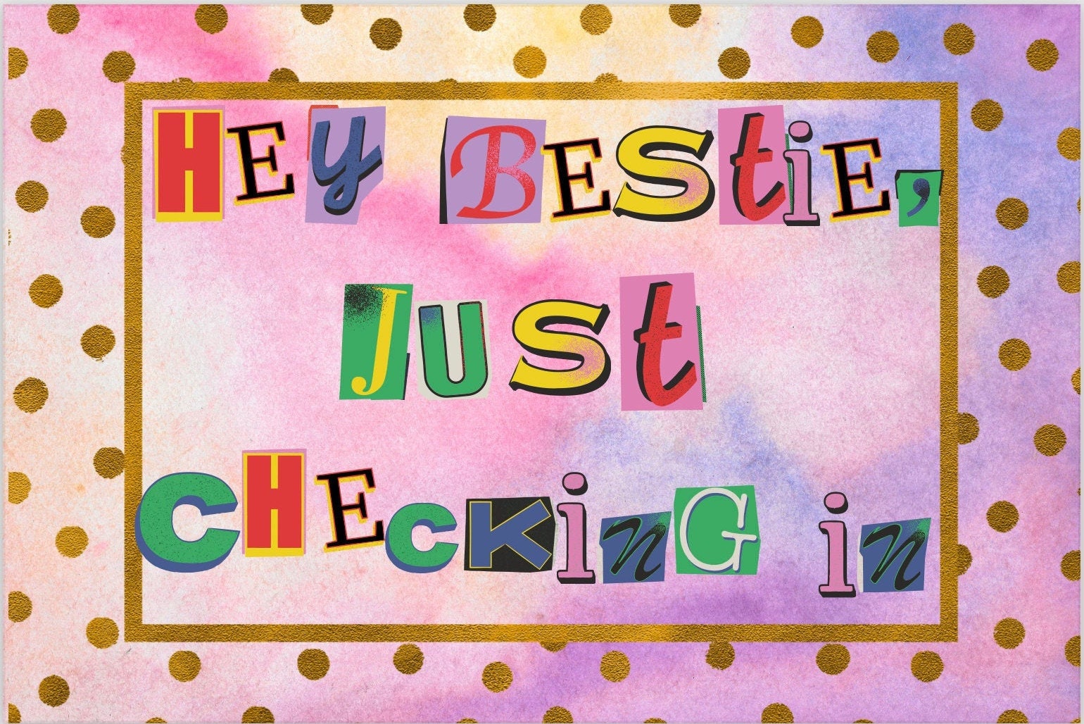 Digital Download Postcard Hey Bestie... Etsy