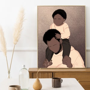 Black Father Father's day gift PRINTABLE, Gift from daughter, Happy father's day poster, Afro father and daughter Personalised  birthday Art