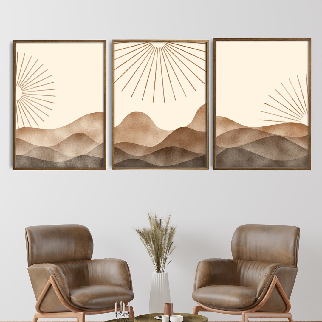 Sun Phases Neutral Art Set of 3 Printmorocco Desert - Etsy