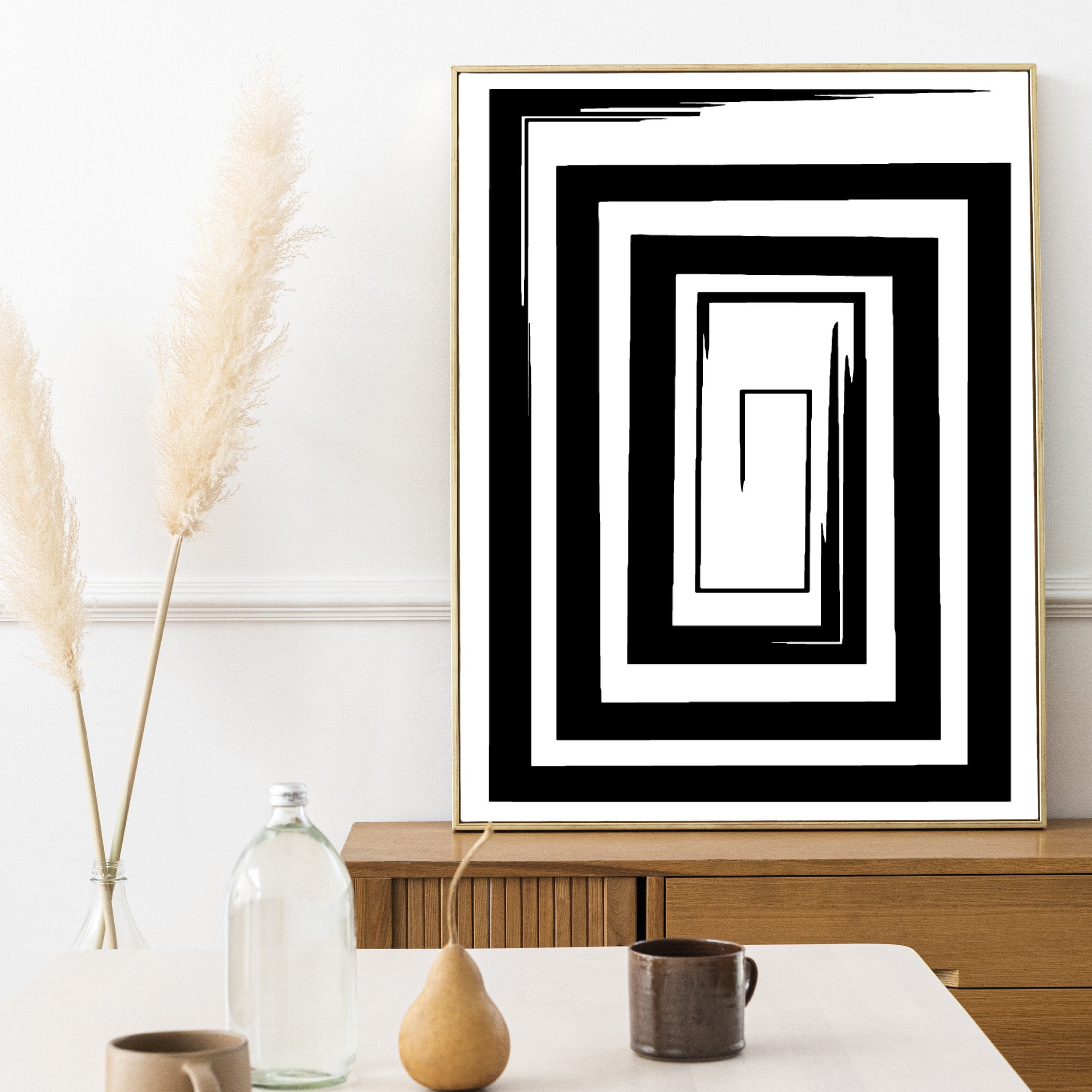 Black and White Art PRINTABLE, Abstract Continuous Line Art Print