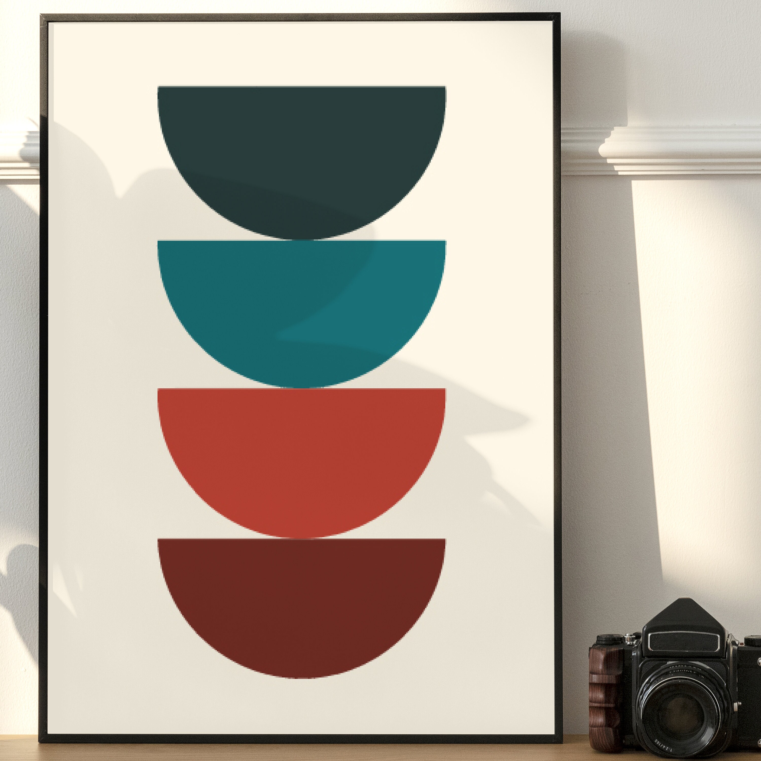 Modern Shapes Wall Art Mid Century Geometric Set Minimalist Etsy UK