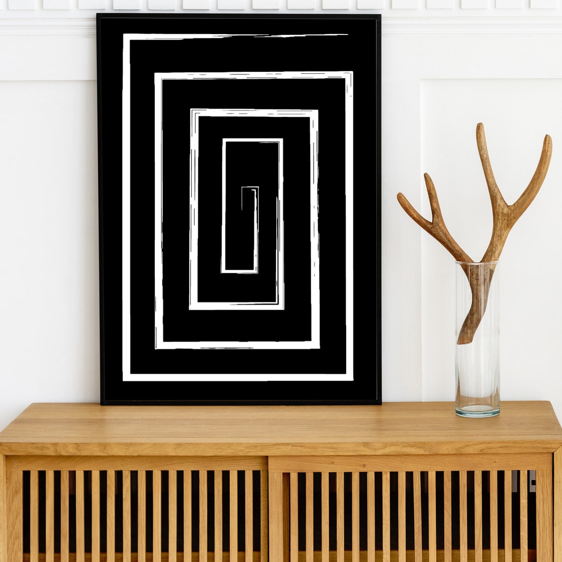 Printable White Rectangular Loop on Black Backgroundinstant DOWNLOAD ...