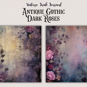 Vintage Gothic Rose Digital Paper Collection Dark Antique Backgrounds ...