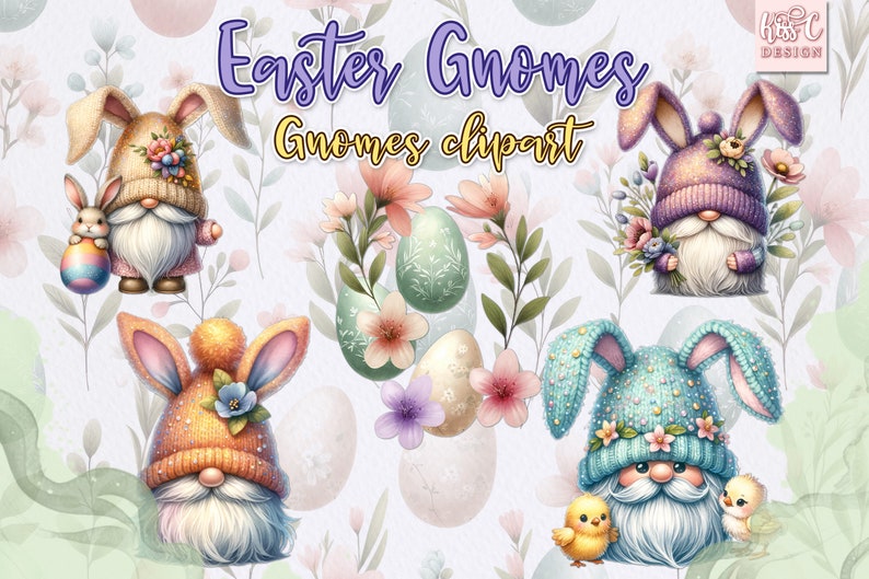 Easter Gnomes Watercolor Clipart, Spring PNG Designs (digital Download ...