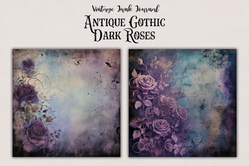 Vintage Gothic Rose Digital Paper Collection Dark Antique Backgrounds ...
