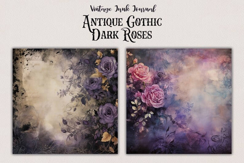 Vintage Gothic Rose Digital Paper Collection Dark Antique Backgrounds ...