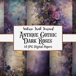 Vintage Gothic Rose Digital Paper Collection Dark Antique Backgrounds ...