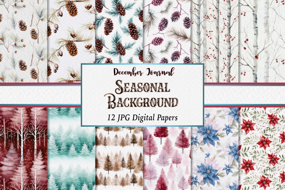 December Seasonal Digital Paper Collection Cozy Winter Backgrounds for ...